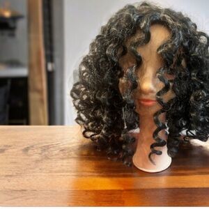 Curly Bob Wig with Part unbranded Color Black